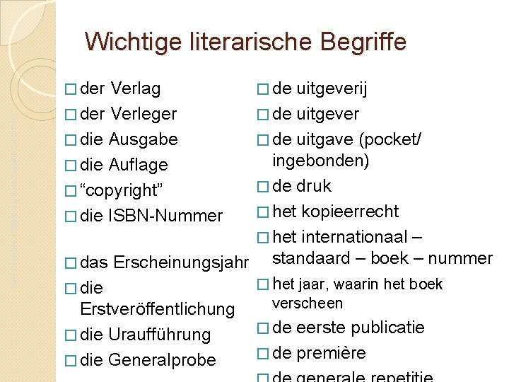 Da. F- Oberstufe – Einführung in die Literatur - JG. 01. 16 Wichtige literarische