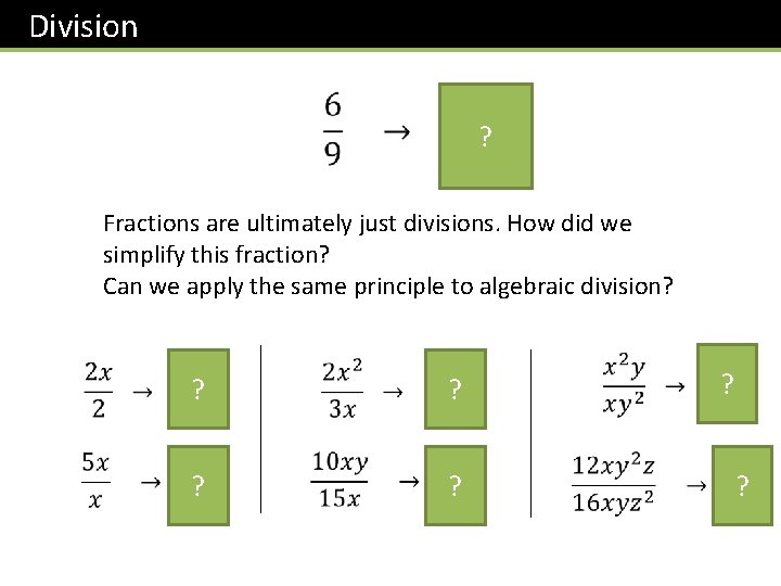 Division ? Fractions are ultimately just divisions. How did we simplify this fraction? Can