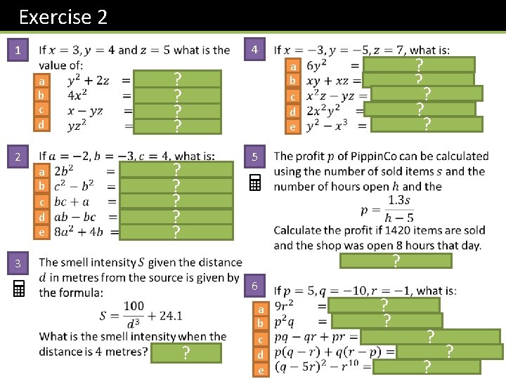 Exercise 2 1 a b c d 2 4 a b c d e