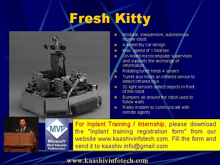 Fresh Kitty Modular, inexpensive, autonomous mobile robot 4 wheel toy car design Max. speed