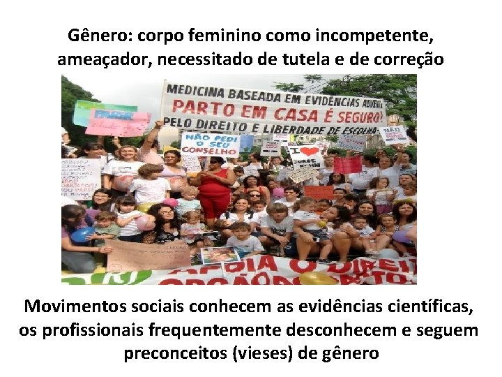 Gênero: corpo feminino como incompetente, ameaçador, necessitado de tutela e de correção Movimentos sociais