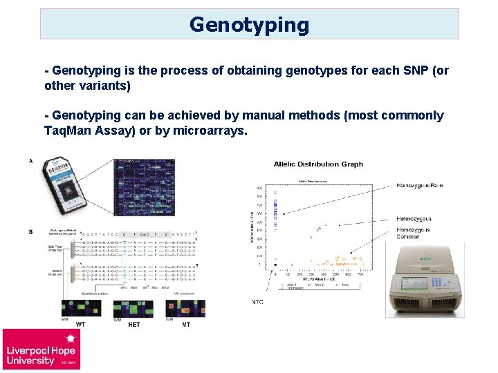 Genotyping - Genotyping is the process of obtaining genotypes for each SNP (or other
