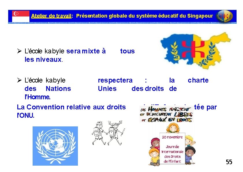 Atelier de travail: Présentation globale du système éducatif du Singapour L’école kabyle sera mixte