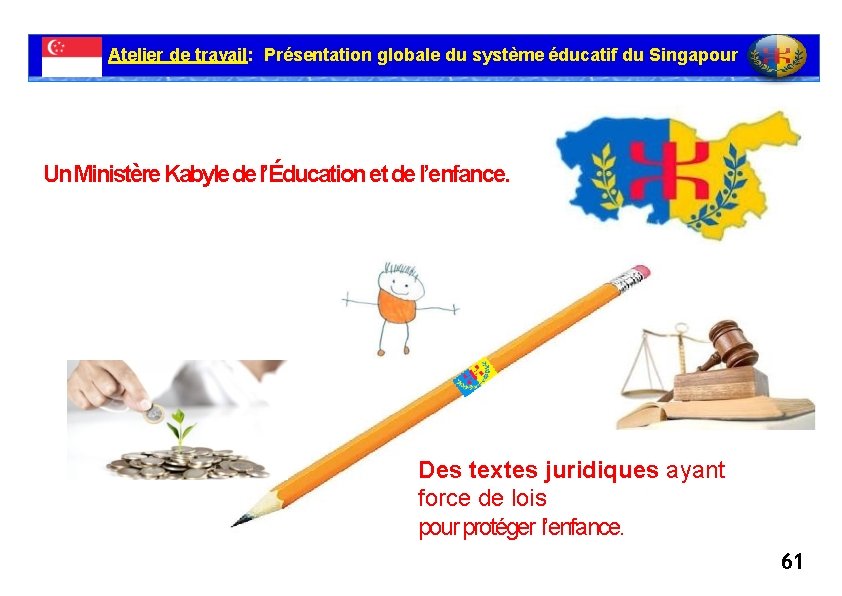 Atelier de travail: Présentation globale du système éducatif du Singapour Un Ministère Kabyle de