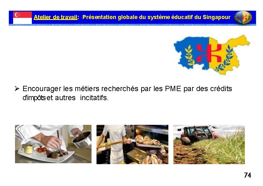 Atelier de travail: Présentation globale du système éducatif du Singapour Encourager les métiers recherchés
