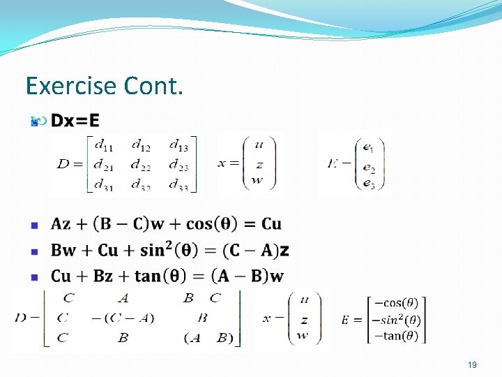 Exercise Cont. 19 Exercise Cont. 19