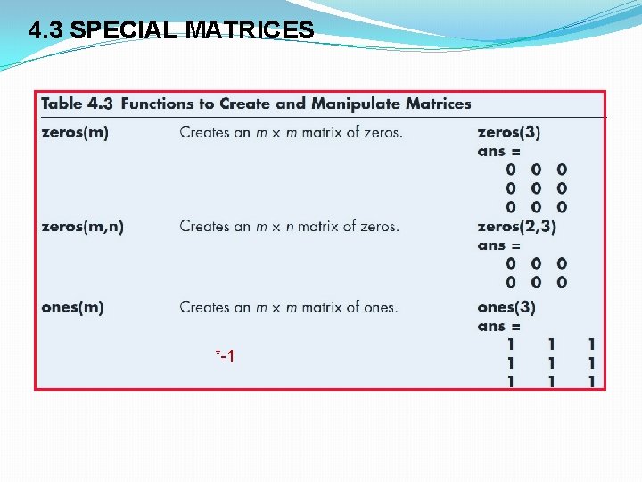 4. 3 SPECIAL MATRICES *-1 4. 3 SPECIAL MATRICES *-1