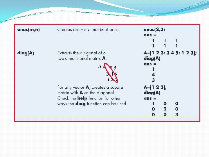 A = 1 2 3 3 4 5 1 2 3 A = 1 2 3 3 4 5 1 2 3