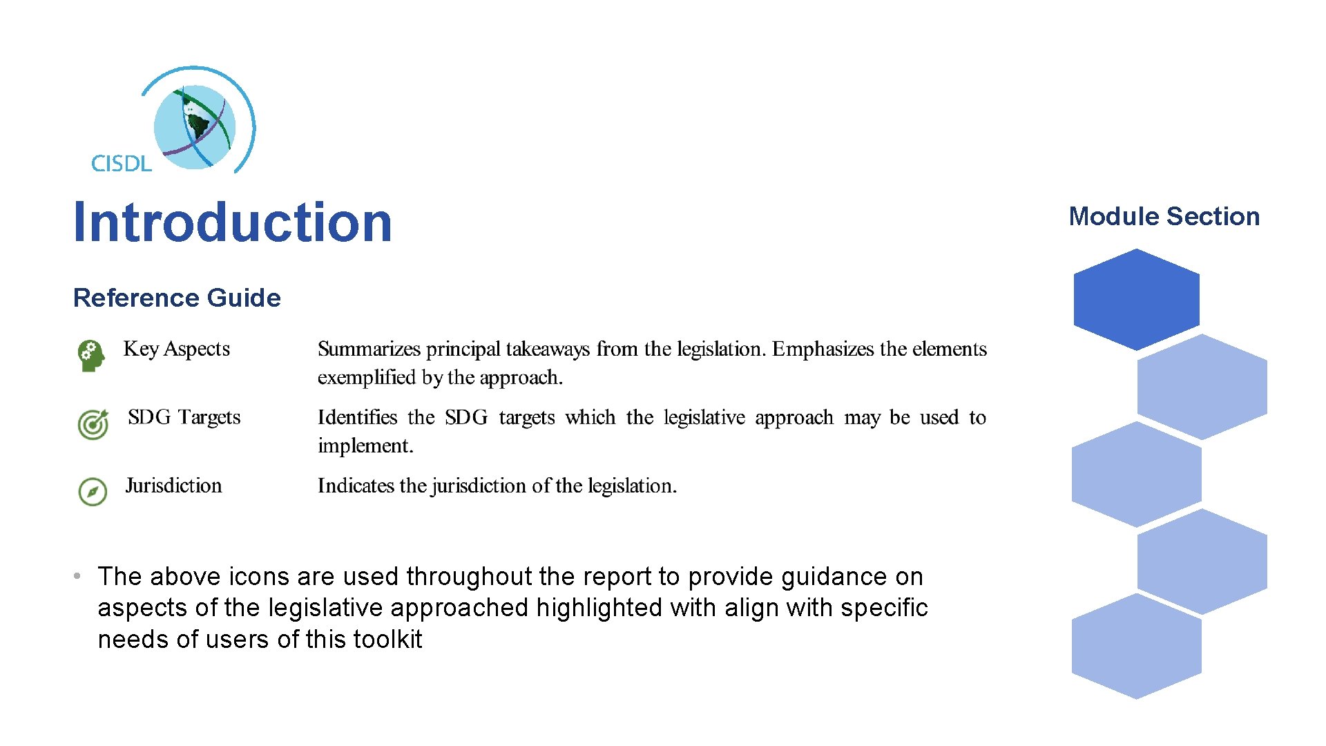 Introduction Reference Guide • The above icons are used throughout the report to provide