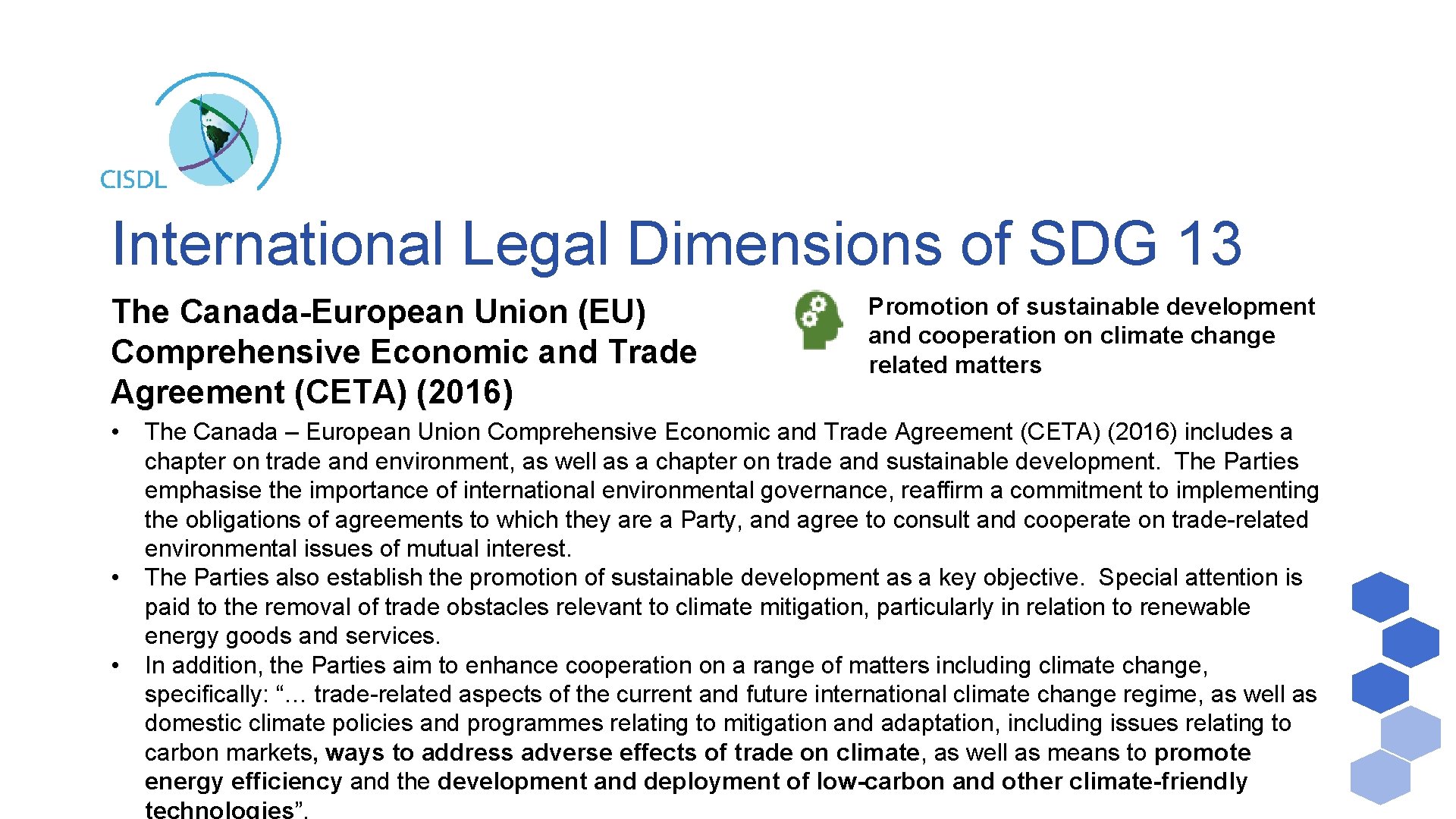 International Legal Dimensions of SDG 13 The Canada-European Union (EU) Comprehensive Economic and Trade