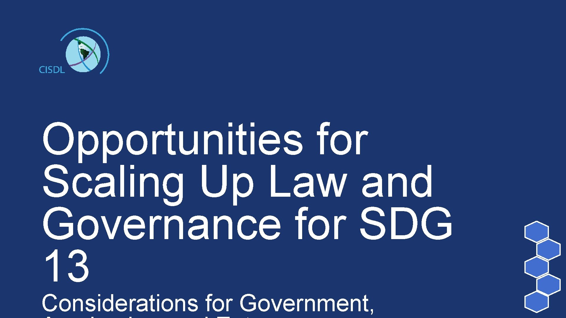 Opportunities for Scaling Up Law and Governance for SDG 13 Considerations for Government, 
