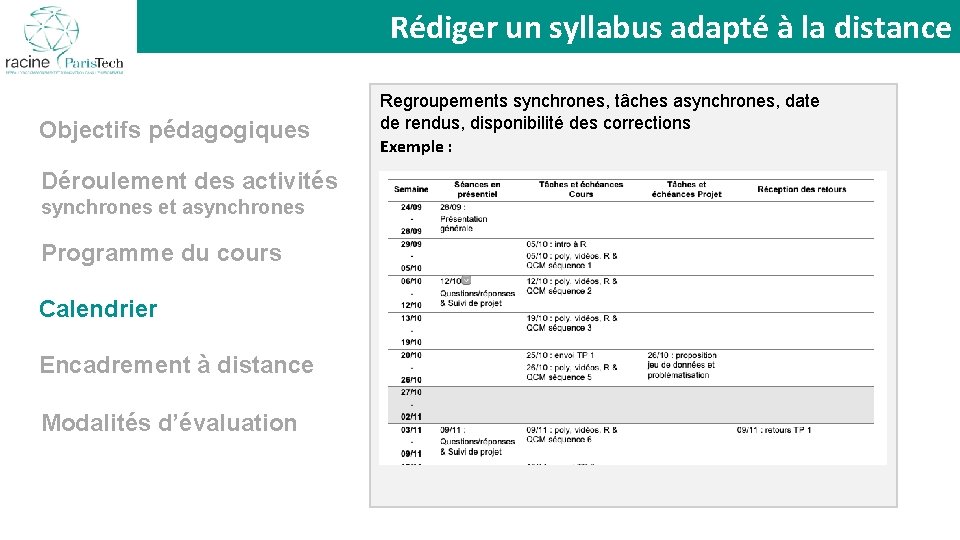 La présence : Rédiger un syllabus adapté à la distance pour quoi faire ?