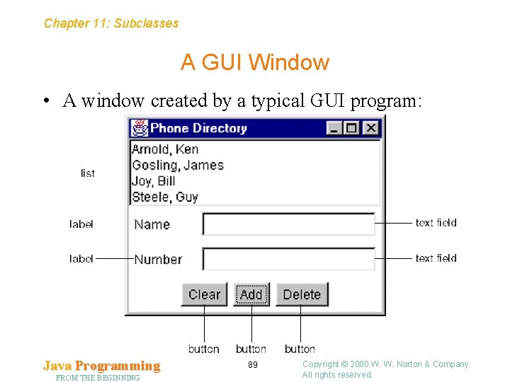 Chapter 11: Subclasses A GUI Window • A window created by a typical GUI