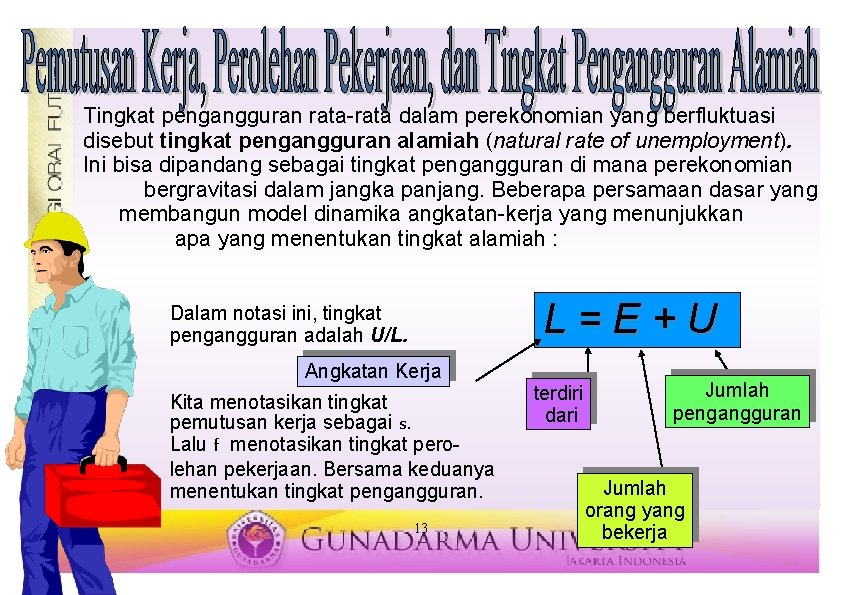 Tingkat pengangguran rata-rata dalam perekonomian yang berfluktuasi disebut tingkat pengangguran alamiah (natural rate of