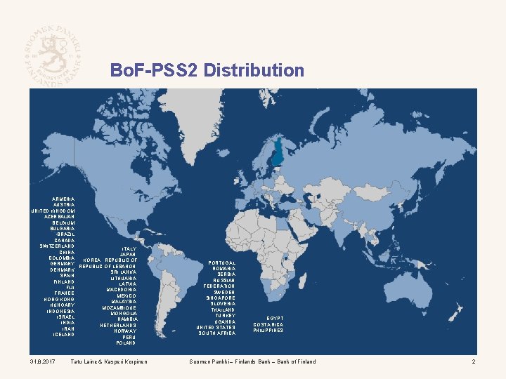 Bo. F-PSS 2 Distribution ARMENIA AUSTRIA UNITED KINGDOM AZERBAIJAN BELGIUM BULGARIA BRAZIL CANADA SWITZERLAND