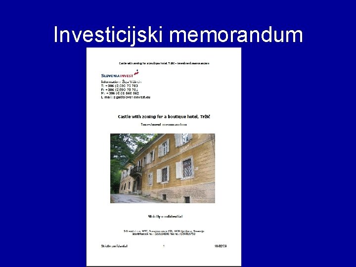 Investicijski memorandum 