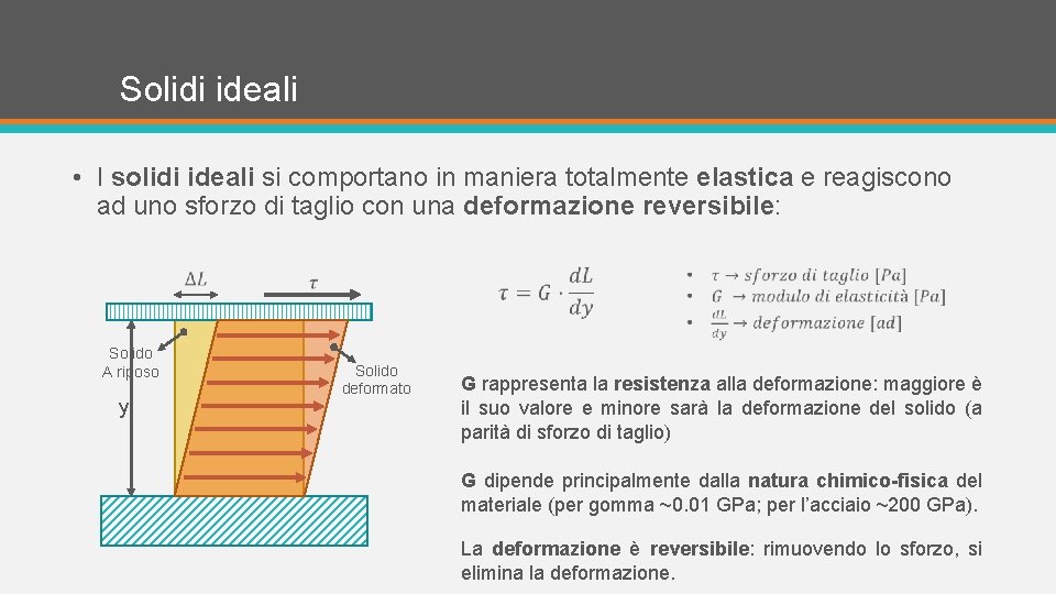 Solidi ideali • I solidi ideali si comportano in maniera totalmente elastica e reagiscono