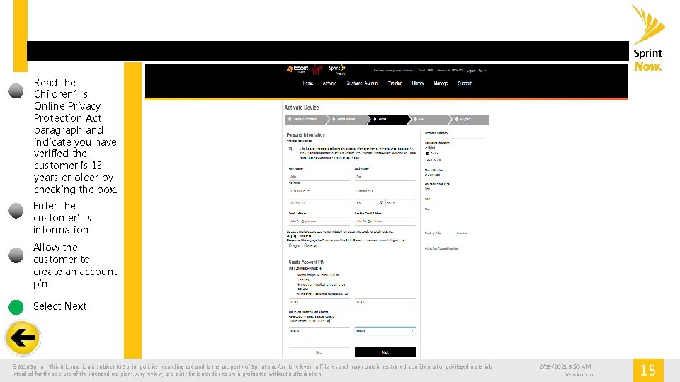 Read the Children’s Online Privacy Protection Act paragraph and indicate you have verified the