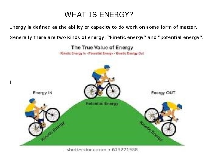 WHAT IS ENERGY? Energy is defined as the ability or capacity to do work