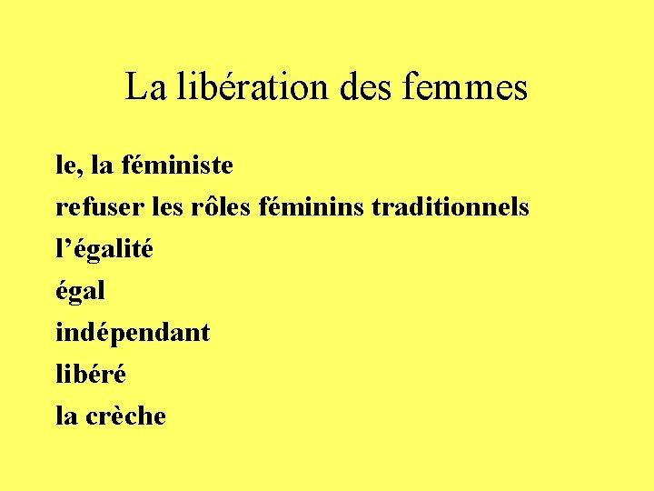 La libération des femmes le, la féministe refuser les rôles féminins traditionnels l’égalité égal