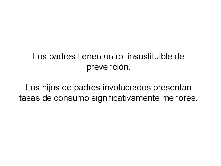 Los padres tienen un rol insustituible de prevención. Los hijos de padres involucrados presentan