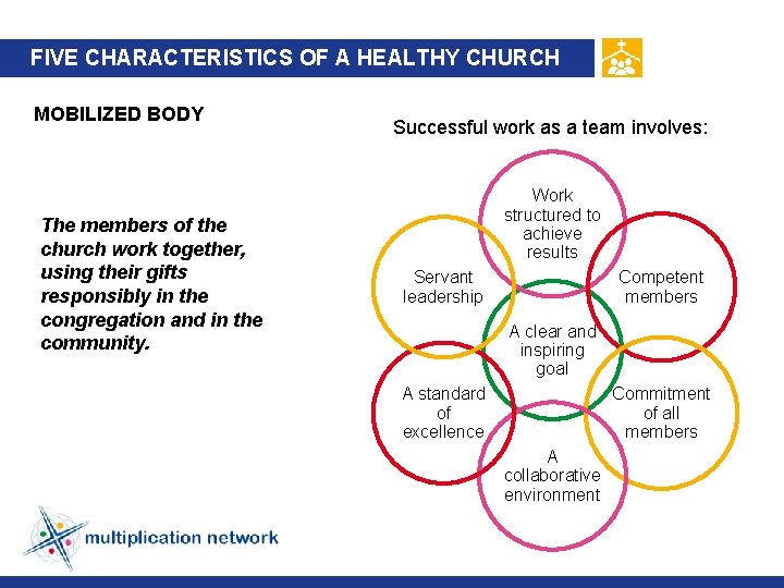 FIVE CHARACTERISTICS OF A HEALTHY CHURCH MOBILIZED BODY The members of the church work