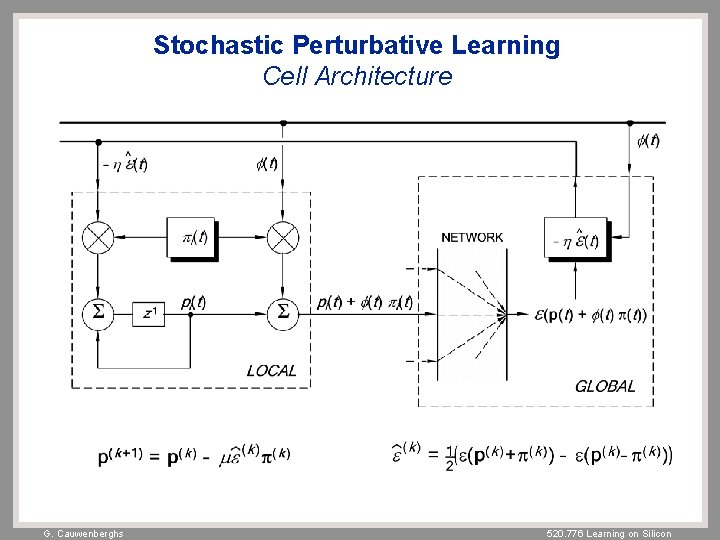 Stochastic Perturbative Learning Cell Architecture G. Cauwenberghs 520. 776 Learning on Silicon 