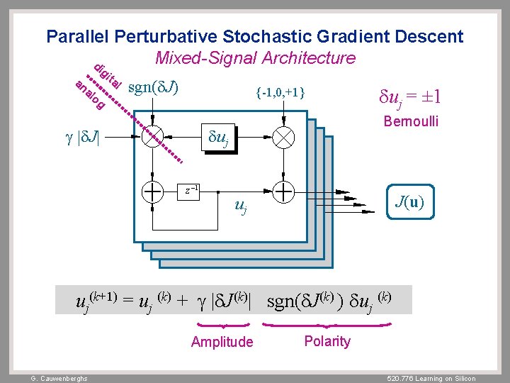 Parallel Perturbative Stochastic Gradient Descent Mixed-Signal Architecture di gi an ta al og l