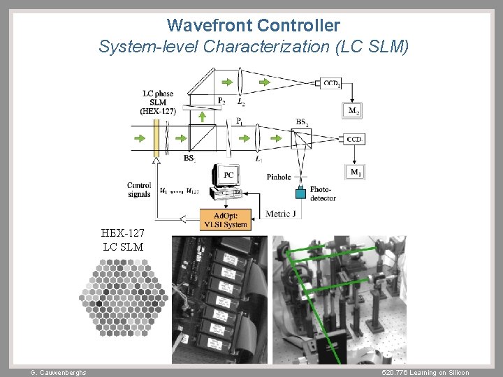 Wavefront Controller System-level Characterization (LC SLM) HEX-127 LC SLM G. Cauwenberghs 520. 776 Learning