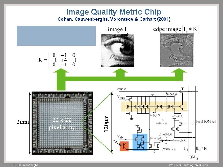 Image Quality Metric Chip Cohen, Cauwenberghs, Vorontsov & Carhart (2001) 2 mm G. Cauwenberghs