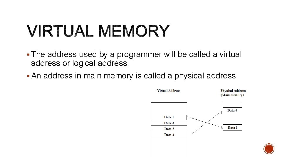 § The address used by a programmer will be called a virtual address or