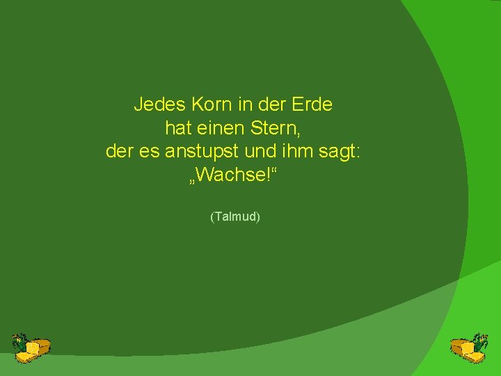 Jedes Korn in der Erde hat einen Stern, der es anstupst und ihm sagt: