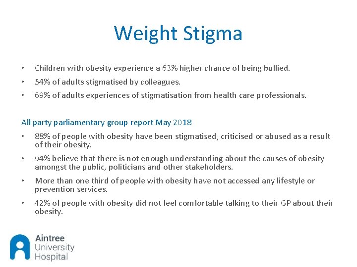 Weight Stigma • • • Children with obesity experience a 63% higher chance of