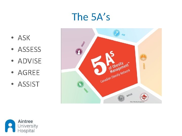 The 5 A’s • • • ASK ASSESS ADVISE AGREE ASSIST 