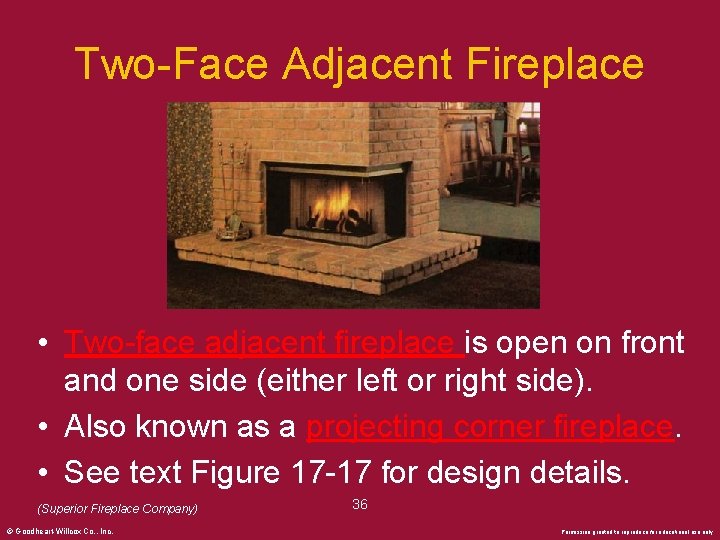 Two-Face Adjacent Fireplace • Two-face adjacent fireplace is open on front and one side