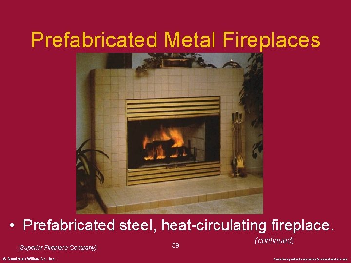 Prefabricated Metal Fireplaces • Prefabricated steel, heat-circulating fireplace. (Superior Fireplace Company) © Goodheart-Willcox Co.