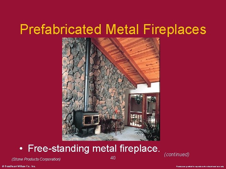 Prefabricated Metal Fireplaces • Free-standing metal fireplace. (Stone Products Corporation) © Goodheart-Willcox Co. ,