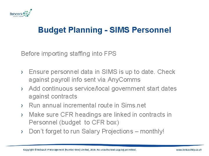 Budget Planning - SIMS Personnel Before importing staffing into FPS › Ensure personnel data