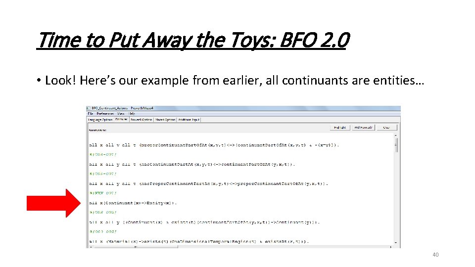 Time to Put Away the Toys: BFO 2. 0 • Look! Here’s our example