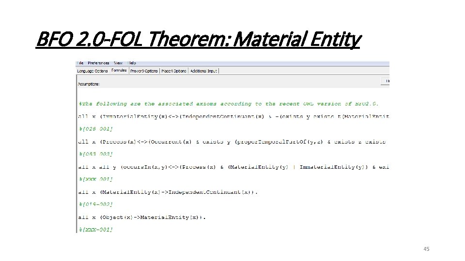 BFO 2. 0 -FOL Theorem: Material Entity 45 