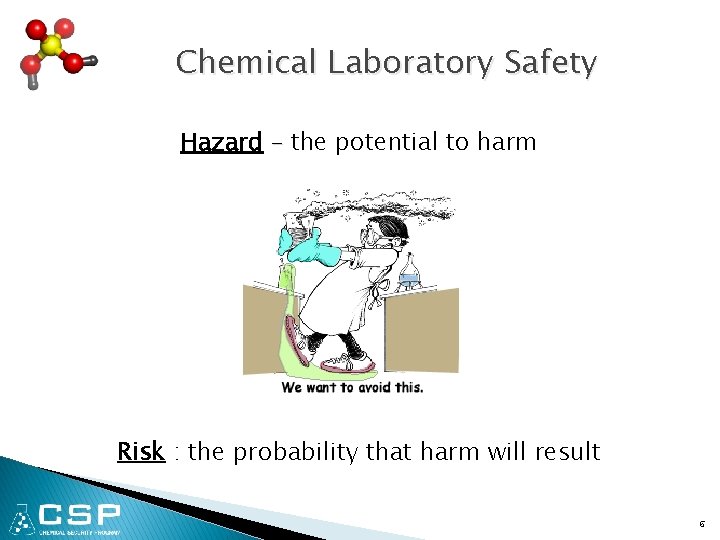 Chemical Laboratory Safety Hazard – the potential to harm Risk : the probability that