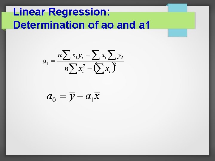 Linear Regression: Determination of ao and a 1 