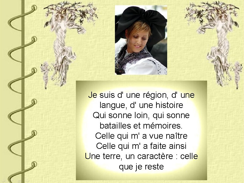 Je suis d' une région, d' une langue, d' une histoire Qui sonne loin,