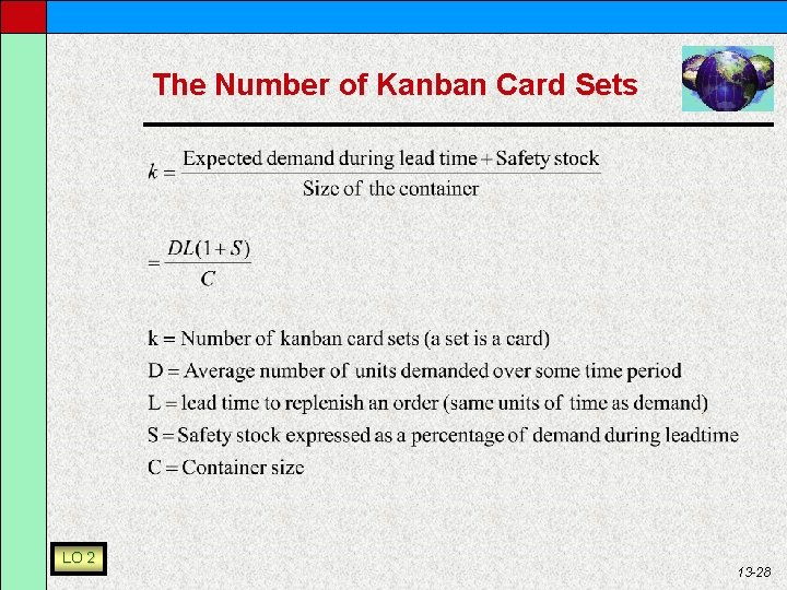 The Number of Kanban Card Sets LO 2 13 -28 
