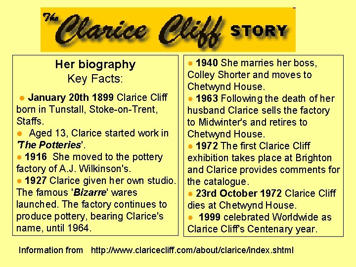 ● 1940 She marries her boss, Colley Shorter and moves to Chetwynd House. ●