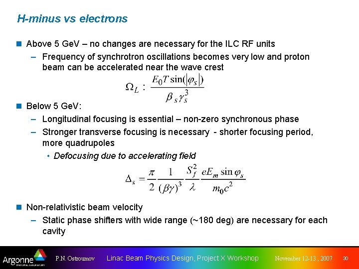 H-minus vs electrons n Above 5 Ge. V – no changes are necessary for