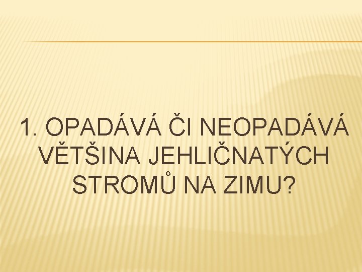 1. OPADÁVÁ ČI NEOPADÁVÁ VĚTŠINA JEHLIČNATÝCH STROMŮ NA ZIMU? 