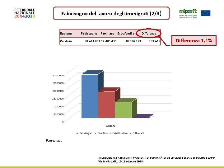 Fabbisogno del lavoro degli immigrati (2/3) Regione Calabria Fabbisogno Familiare Extrafamiliare 28. 411. 011