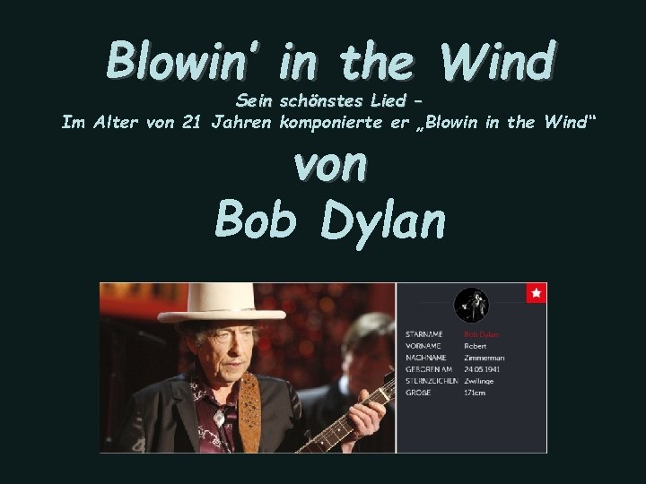 Blowin In The Wind Sein Schnstes Lied Im