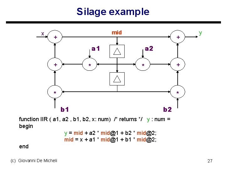 Silage example x mid + + a 1 + * y a 2 +